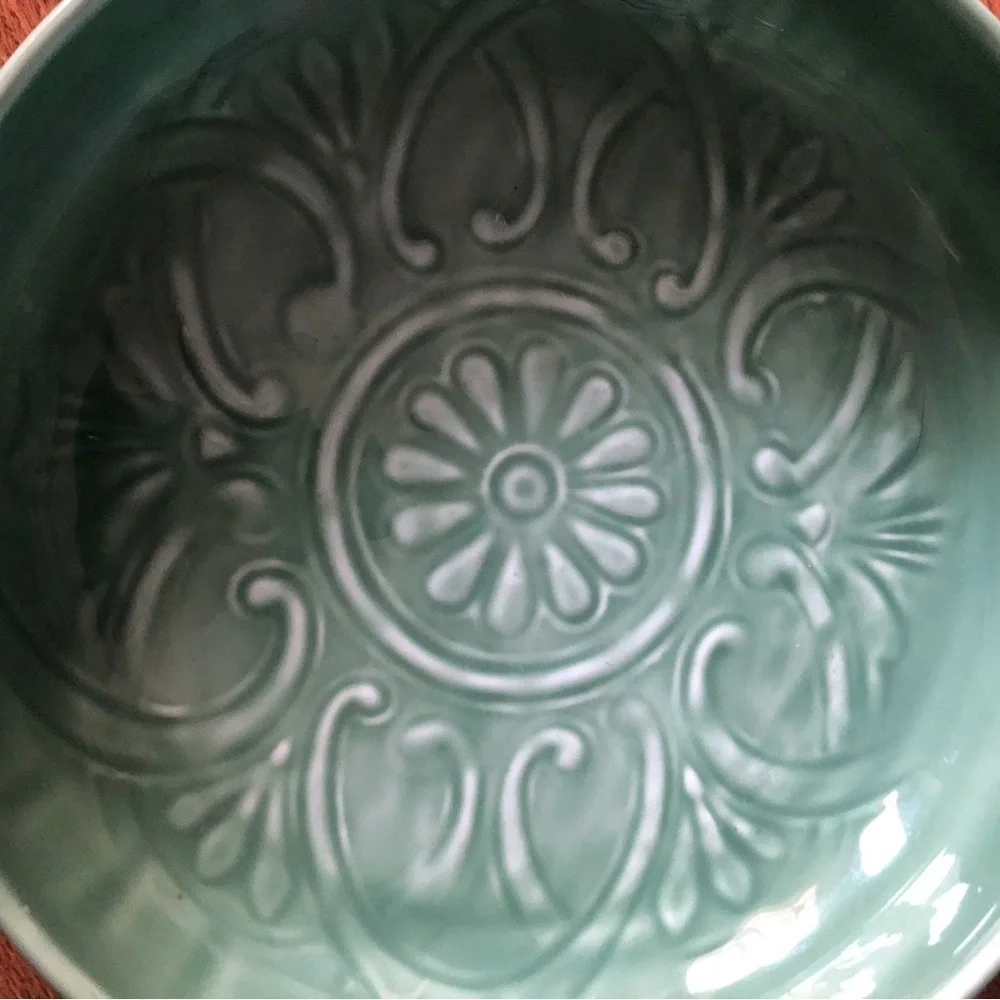 Teal enamel decor bowl